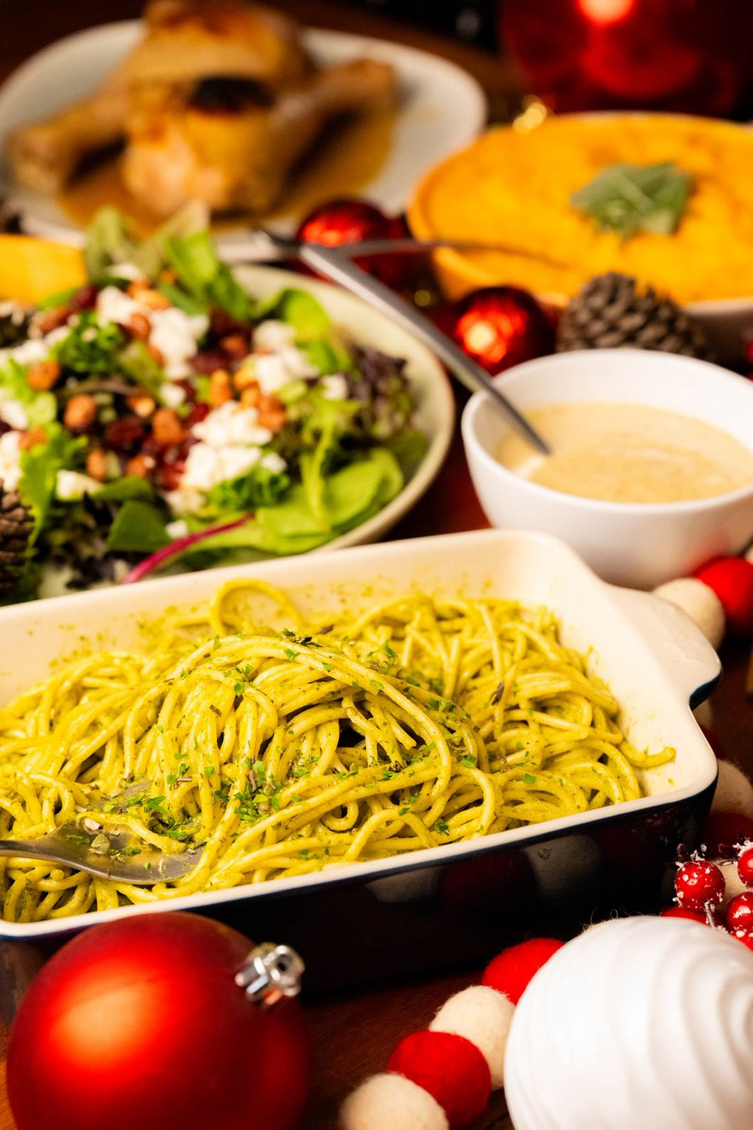 Pasta con salsa de espinacas y poblano (MTY)